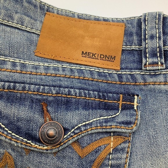 MEK DNM Womens OAXACA Jeans Blue Distressed Embroidered Pockets Size 32 x 34 - Picture 4 of 10